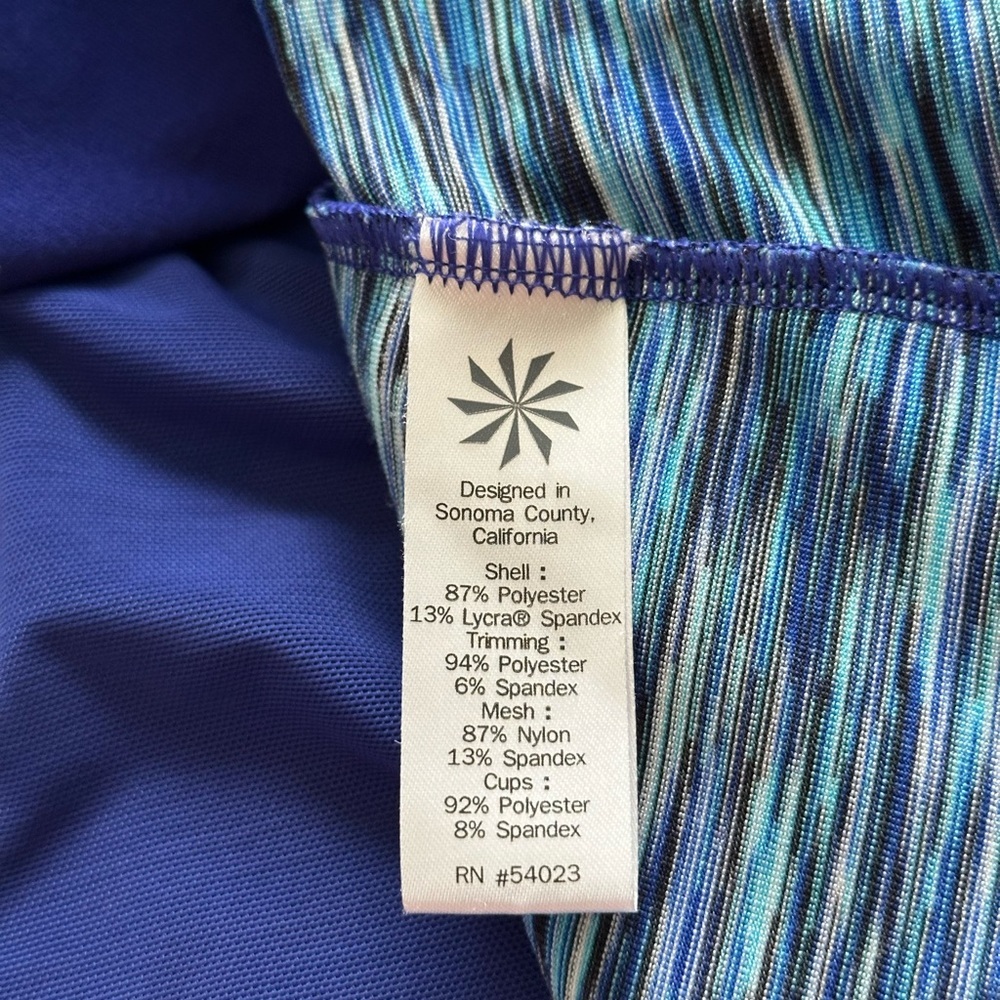 Athleta Racer Back Fitted Athletic Tank Built in Bra Mesh Pocket Womens Size L - Picture 8 of 9
